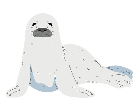 Smiling seal mascot sits