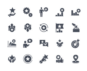 Star rating icons black set