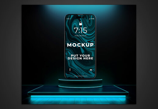 Phone in Podium Mockup