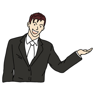 Illustration icon of gesture man doing presentation at meeting. really good for icon of powerpoint, presentation icon for your business