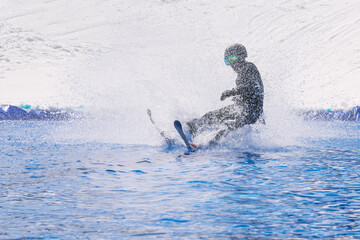 Fototapeta premium People are enjoying Pond skim at the end of ski season