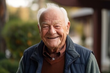 Smiling wise elder: a trustworthy figure with experience and bokeh effect. Generative AI