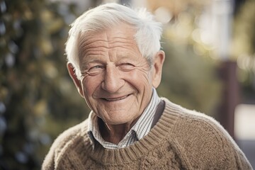 Portrait of a senior man smiling at the camera in a park