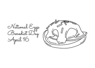 single line art of national eggs benedict day good for national eggs benedict day celebrate. line art. illustration.