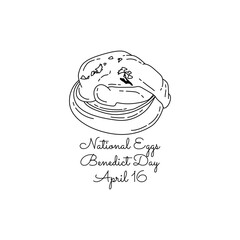 single line art of national eggs benedict day good for national eggs benedict day celebrate. line art. illustration.