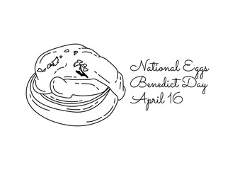 single line art of national eggs benedict day good for national eggs benedict day celebrate. line art. illustration.