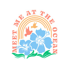 Meet Me at the Ocean style retro cartoon character groovy trendy,Summer beach life for shirt.