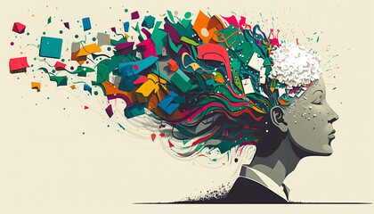 Creative mind illustration. Generative AI. 