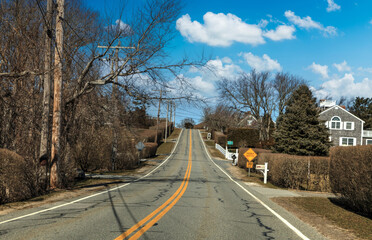 Fototapeta premium Town center of Chatham on Main Street on a sunny day in winter
