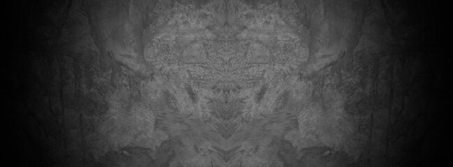 Old wall texture cement dark black gray panorama background abstract grey color design are light with white gradient background.