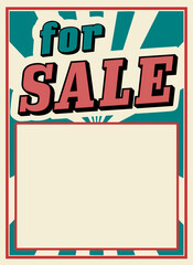 fOR SALE 'FOR SALE' vintage cardboard sign poster