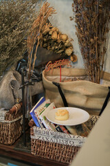 Fresh Scones yummy tasty delicious Traditional British dessert in vintage background. Rustic Table,...
