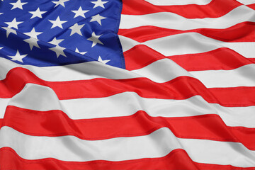 Obraz premium Beautiful national flag of USA as background, closeup
