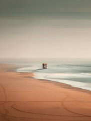 beach landscape illustration. minimalism art.
