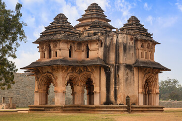 Fototapeta na wymiar Lotus Mahal a medieval architecture structure used as residue place for royal family at Hampi Karnataka India