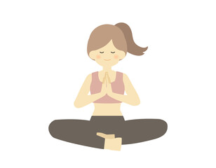 ヨガ 女性 クリップアート _ ベクター 素材 単品 ヘルスケア 瞑想 かわいい 人物