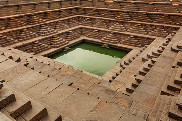 Step well also known as Pushkarani is a medieval water reservoir at Hampi Karnataka, India