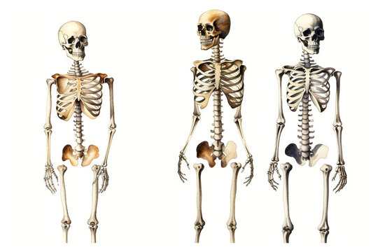 Three skeletons standing Generative AI