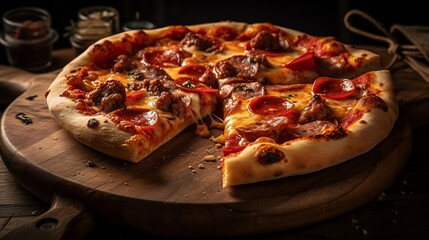 A meat lover's pizza with pepperoni and sausage - Generative Art