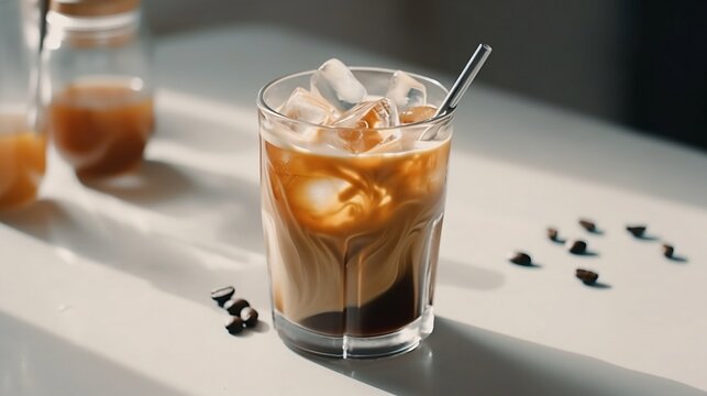 Iced latte with caramel drizzle - Generative Art