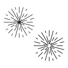 Obraz premium Radial radiating beam ray lines. Starburst, sunburst lineal element, icon. Glint, gleam, aurora effect. Vector illustration. 