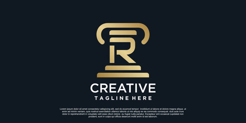 Obraz premium Letter R logo design of justice unique concept Premium Vector