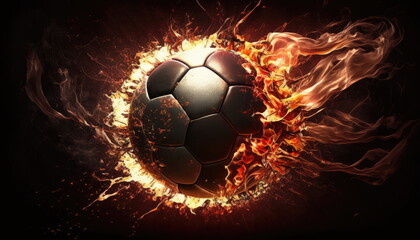 Fototapeta premium Soccer ball hits goal net
