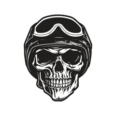 skull biker, vector concept digital art, hand drawn illustration