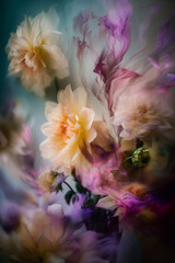 Fototapeta na wymiar Beautiful and vibrant photo of a flower bouquet in ICM style, made with generative AI