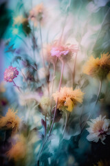 Beautiful and vibrant photo of a flower bouquet in ICM style, made with generative AI