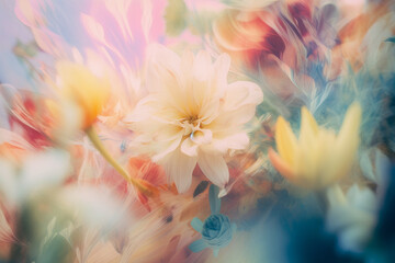 Fototapeta na wymiar Beautiful and vibrant photo of a flower bouquet in ICM style, made with generative AI