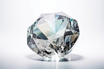 Cut or faceted Diamond gemstone - April birthstone. Created with Generative AI technology - obrazy, fototapety, plakaty