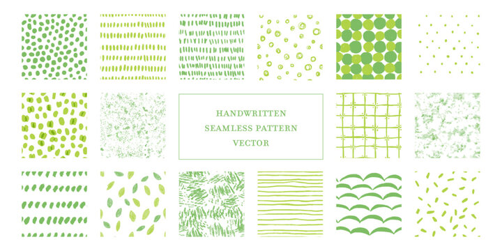 緑のモダンな手描きパターンセット