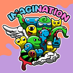 Obraz premium colorful doodle monsters imagination