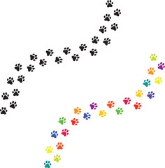 Paw print silhouette, Paw print Rainbow, Dog love, Cat love