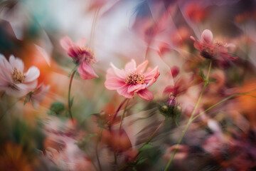 Beautiful and vibrant photo of a flower bouquet in ICM style, made with generative AI