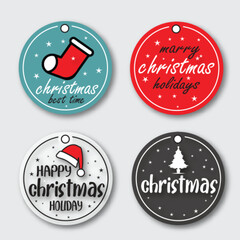 Christmas decorative banner with funny Santa Claus, nutcracker, locomotive and gift boxes and many others