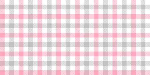 Pink and gray gingham seamless pattern. Pale pastel vichy background texture. Checked tweed plaid repeating wallpaper. Fabric design. Vector  - obrazy, fototapety, plakaty