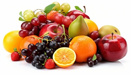 Fototapeta na wymiar Fresh fruits isolated on white background. Generative ai