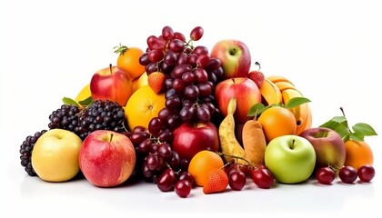 Fresh fruits isolated on white background. Generative ai