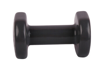 Gray dumbbell isolated on white background, weightlifting equipment for exercise. Dumbbells are used in bodybuilding, one of the sports that develop muscles.