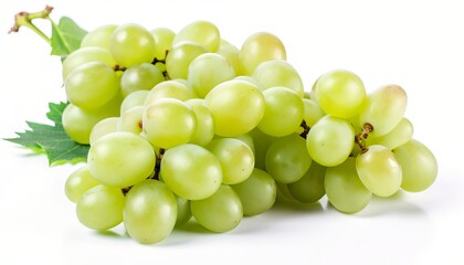 Fototapeta na wymiar Branch of green grapes isolated on white background. Generative ai
