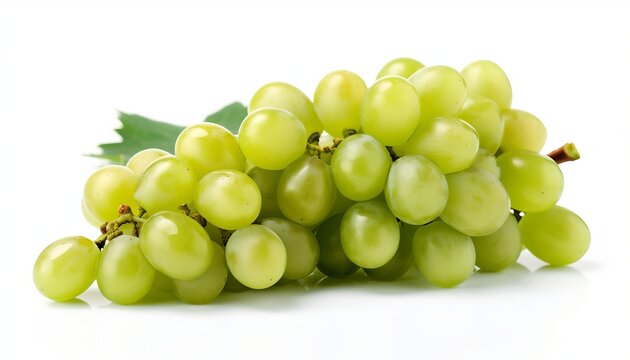 Branch of green grapes isolated on white background. Generative ai