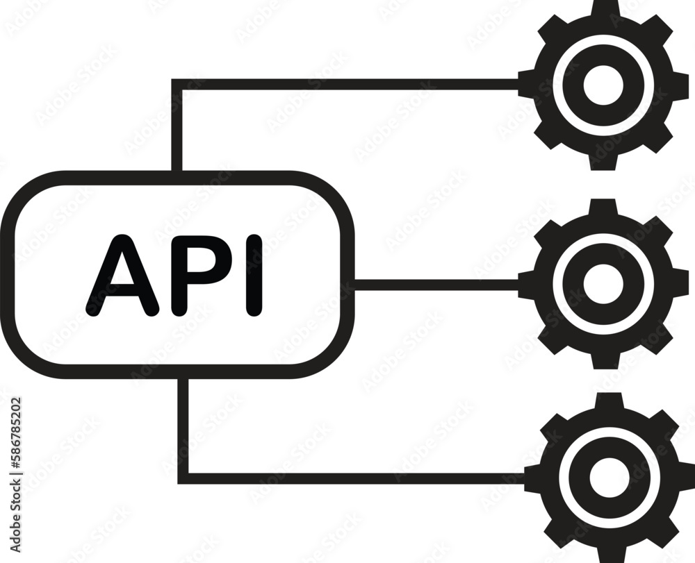 Poster api linear icon on white background. api logo. software integration illustration sign. application s