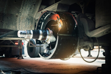 Replacement Truck Brake Pads Drum Brakes. Automobiles Maintenance and Repairing.