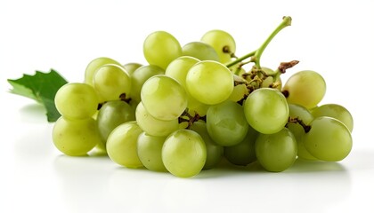 Branch of green grapes isolated on white background. Generative ai