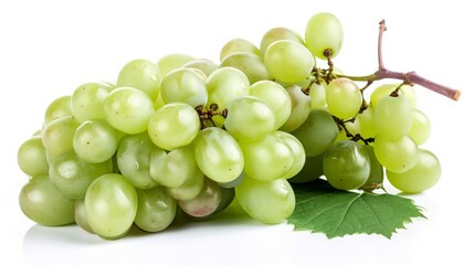 Branch of green grapes isolated on white background. Generative ai