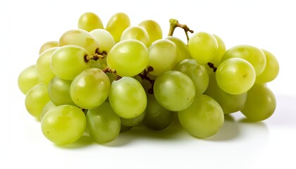 Branch of green grapes isolated on white background. Generative ai