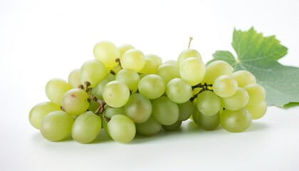 Obraz premium Branch of green grapes isolated on white background. Generative ai