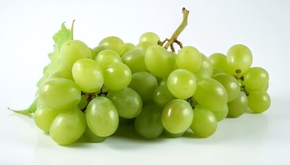 Fototapeta na wymiar Branch of green grapes isolated on white background. Generative ai